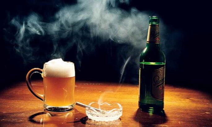 alkohola eta erretzea bularreko osteokondrosiaren kausa gisa